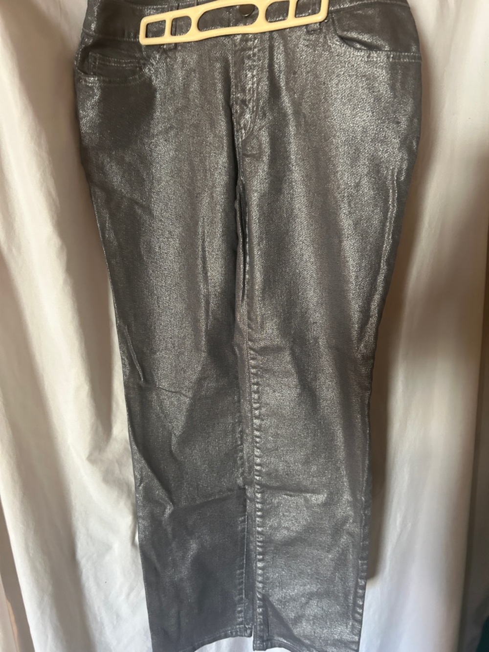 Chico’s Shimmery Silver Denim Pants